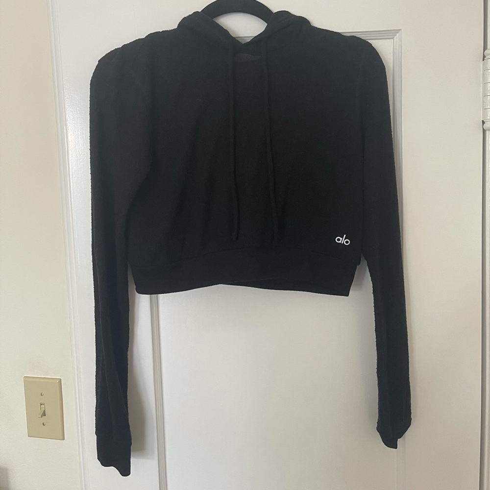 Alo yoga cropped black hoodie